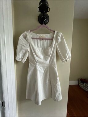 White Puff Sleeve Mini Dress